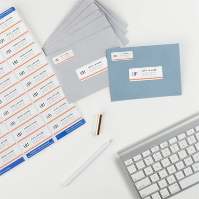 Avery® White Rectangle Labels with Sure Feed(tm) TechnologyEasy Peel®, 1" x 2-5/8" , for Laser and Inkjet Printers - 1" (25.40 mm) Height x 2 5/8" (66.68 mm) Width - Permanent Adhesive - Rectangle - Laser - Matte - White - Paper - Permanent Adhesive, Peel & Stick, Smudge-free - 30 / Sheet 2 5/8X1 PERMANENT ADHESIVE BOX/7500 AVERY 30LB/SHT