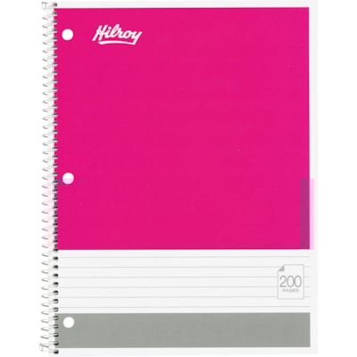 Hilroy - Cahier à spirales - 100 Feuilles - 200 Pages - Avec ligne Réglure - format lettre - Papier Blanc - Couverture Noir, Rose, Gris, Vert, Bleu - Fiches - 1 chaque 200 PAGES 