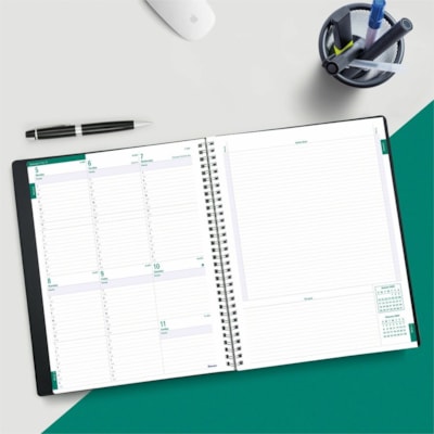 Blueline 2026 Timanager 13-Month Weekly Planner - December to December - 11" x 8-1/2" - Black - English - Weekly, Monthly - 13 Month - December 2025 to December 2026 - 7:00 AM to 6:30 PM - Half-hourly - 1 Week Single Page Layout - Letter - 8 1/2" (215.90 mm) x 11" (279.40 mm) Sheet Size - Twin Wire   