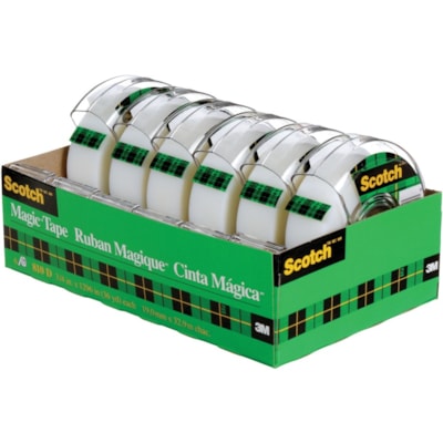 Scotch Magic Invisible Tape Dispenser 3/4" (19 mm x 32.9 m) - 36 yd (32.9 m) Length x 0.75" (19 mm) Width - Clear - Dispenser Included - Desktop Dispenser - 1 / Pack 32.9M LONG SCOTCH BRAND 