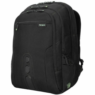 Targus Spruce EcoSmart TBB019US Carrying Case (Backpack) for 17" (431.80 mm) Notebook - Black, Green  - Bump Resistant, Drop Resistant, Water Resistant, Shock Absorbing - Polyester, Plastic Body - Checkpoint Friendly - Shoulder Strap, Trolley Strap - 10.63" (270 mm) Height x 7.48" (190 mm) Width x 0  