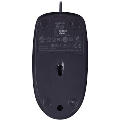 Logitech B100 Optical USB Mouse - Optical - Cable - Black - USB - 800 dpi - Scroll Wheel - 3 Button(s) - Symmetrical - 1 Each OPTICAL USB MOUSE 