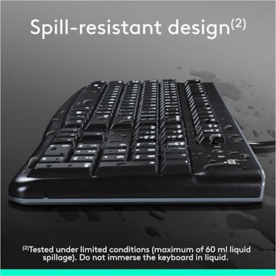 Logitech MK120 Desktop Corded Combo Set - USB Cable Keyboard - 104 Key - USB Cable Mouse - Optical - 1000 dpi - 3 Button - Scroll Wheel - Compatible with Computer for PC - 1 Each  