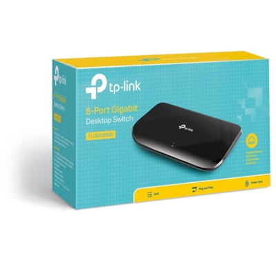 TP-Link TL-SG1008D 8-port Unmanaged Gigabit Switch - 8 Ports - Gigabit Ethernet - 10/100/1000Base-T - 2 Layer Supported - 4.60 W Power Consumption - Twisted Pair - Desktop, Wall Mountable  