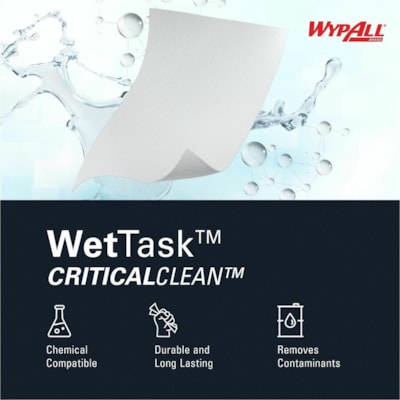 Wypall - Nettoyant de surface CriticalClean Wettask - Pour Multisurface - longueur de 6 po (152,40 mm) x largeur de 12 po (304,80 mm) - Blanc - 140/Rouleau - 6 / Carton  