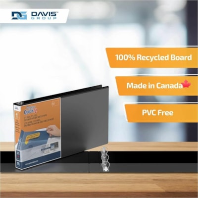 QuickFit Ring Binder - 1" (25.40 mm) Binder Capacity - Legal - 8 1/2" (215.90 mm) x 14" (355.60 mm) Sheet Size - 200 Sheet Capacity - 3 x 1" (25.40 mm) Ring(s) - Fastener(s): Round Ring - Pocket(s): 2, Internal - Horizontal Orientation - Polypropylene - Black - Recycled - Antimicrobial - 1 Each ROUND RING  USE ONE FULL SIZE SHEET FOR SPINE & COVER