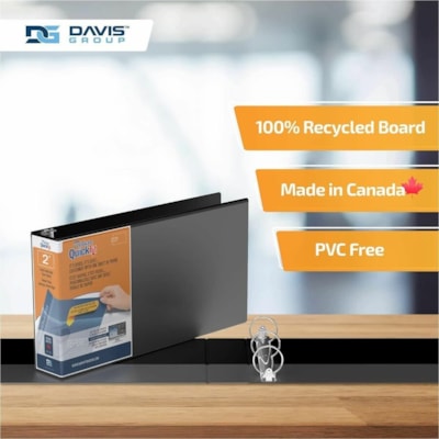 QuickFit Ring Binder - 2" (50.80 mm) Binder Capacity - Legal - 8 1/2" (215.90 mm) x 14" (355.60 mm) Sheet Size - 400 Sheet Capacity - 3 x 2" (50.80 mm) Ring(s) - Fastener(s): Round Ring - Pocket(s): 2, Internal - Polypropylene - Black - Recycled - Antimicrobial - 1 Each ROUND RING  USE ONE FULL SIZE SHEET FOR SPINE & COVER