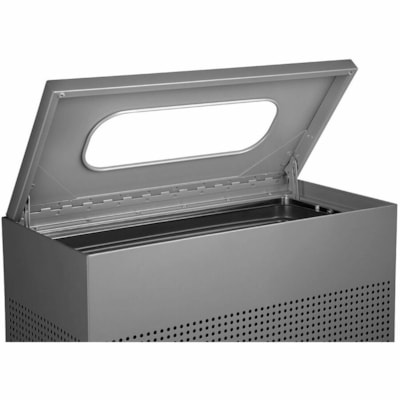 Rubbermaid Commercial Silhouettes Large Rectangle 22.5 Gal Stardust Silver Metallic - 85.17 L Capacity - Rectangular - For Indoor - Perforated, Leak Proof, Rigid, Fire-Safe, Removable Lid, Durable - Plastic, Steel, Metal - Stardust Silver Metallic 22.5 GOLLON SILVER METALLIC OPEN TOP  INDOOR