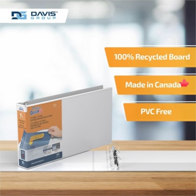 QuickFit Ring Binder - 1 1/2" (38.10 mm) Binder Capacity - Legal - 8 1/2" (215.90 mm) x 14" (355.60 mm) Sheet Size - 275 Sheet Capacity - 3 x 1.50" (38.10 mm) Ring(s) - Fastener(s): Round Ring - Pocket(s): 2 - Horizontal Orientation - Polypropylene - White - Recycled - Antimicrobial, Print-transfer  ROUND RING  USE ONE FULL SIZE SHEET FOR SPINE & COVER