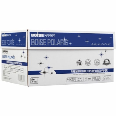 Polaris - Papier Ã usages multiples haut de gamme Polaris , CertifiÃ FSC, rame - 97 Luminosité - format lettre - 8 1/2 po (215,90 mm) x 11 po (279,40 mm) - 20 lb (9071,85 g) Poids de Base - Lisse - Sans bourrage, Double face, Technologie ColorLok, Séchage rapide - Blanc - 5000 / Carton 8 5X11 BRILLANCE DE 97 20LB BOISE POLARIS  CERTIFIÉ FSC