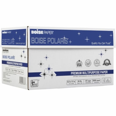 Polaris - Papier à usage multiple - 97 Luminosité - format lettre - 8 1/2 po (215,90 mm) x 11 po (279,40 mm) - 24 lb (10886,22 g) Poids de Base - Standard - Sans bourrage, Double face, Technologie ColorLok, Sans acide - Blanc - 5000 Feuilles - 500 Feuilles per rame 8.5X11 BLANC 