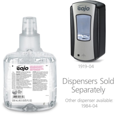 Gojo® - Recharge de savon liquide pour les mains en mousse douce transparente LTX-12 - 1,20 L - Main, Habillage - Hydratant - clair - Sans parfum, Sans colorant, Produit à partir de matières premières renouvelables, Mousse riche, Produit respectueux de l'environnement - 2 / Ca A PEAU DE 1200 ML SAV.  MOUSS  DOUX ET TRANSPAR.