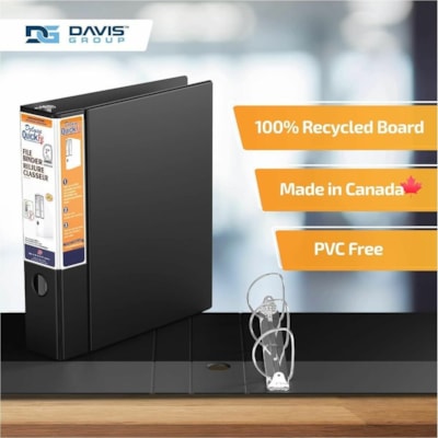 QuickFit Heavy-Duty 3-Ring File Binder, Locking D-Ring, View Binder, 2 Inch, Black - 2" (50.80 mm) Binder Capacity - 8 1/2" (215.90 mm) x 11" (279.40 mm) Sheet Size - 450 Sheet Capacity - 3 x 2" (50.80 mm) Ring(s) - Fastener(s): D-Ring - Pocket(s): 2, Internal - Polypropylene - Black - Recycled - La D-RING  FINGER HOLE ON SPINE LABEL HOLDER  IDEAL FOR FILING