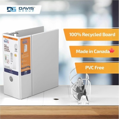 QuickFit Heavy-Duty 3-Ring File Binder, Locking D-Ring, View Binder, 5 Inch, White - 5" (127 mm) Binder Capacity - Letter - 8 1/2" (215.90 mm) x 11" (279.40 mm) Sheet Size - 950 Sheet Capacity - 3 x 5" (127 mm) Ring(s) - Fastener(s): D-Ring - Pocket(s): 2, Internal - Polypropylene - White - Recycled D-RING  FINGER HOLE ON SPINE LABEL HOLDER  IDEAL FOR FILING