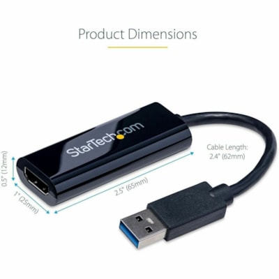StarTech.com USB 3.0 to HDMI Adapter, USB to HDMI Monitor Converter for Windows, 1080P (no support for macOS/ChromeOS/Linux) - TAA - Windows only; No support for macOS, ChromeOS or Linux - Works w/ Windows X86/X64/ARM (Intel, AMD, Snapdragon X Copilot+ PC) - Connect your computer to an HDMI monitor  acOS  ChromeOS or Linux - Work s w/ Windows X86/X64