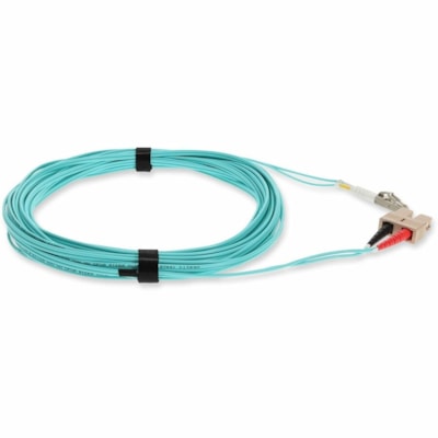 AddOn 9m SC to LC Aqua OM3 Duplex OFNR (Riser-Rated) Fiber Patch Cable - 29.5 ft (9 m) Fiber Optic Network Cable for Network Device, Transceiver/Media Converter - First End: 2 x LC Network - Male - Second End: 2 x SC Network - Male - Patch Cable - LSZH, OFNR, Riser, Plenum - 50/125 µm - Aqua -  CABL 