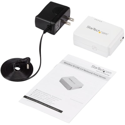 StarTech.com 1 Port USB Wireless N Network Print Server with 10/100 Mbps Ethernet Port - 802.11 b/g/n - Share a standard USB printer with multiple users simultaneously over a wireless network - 1 Port USB Wireless N Network Print Server with 10/100 Mbps Ethernet Port - 802.11 b/g/n - Wireless USB 2.  