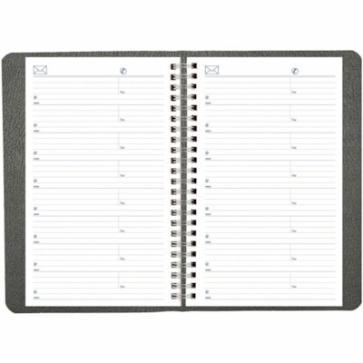 Blueline Net Zero Carbon Daily Planner - Daily, Monthly, Weekly - 1 Year - January 2025 - December 2025 - 7:00 AM to 7:30 PM - Half-hourly - 1 Day Single Page Layout - Twin Wire - Black Cover - 8" (203.20 mm) Height x 5" (127 mm) Width - Soft Cover, Flexible Cover, Eco-friendly, Bilingual - 1 Each  