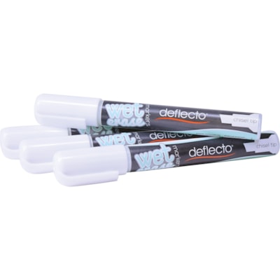 Deflecto Wet Erase Markers - Fine Chisel, Bold Marker Point - White Ink - 4 / Pack SET OF 4 