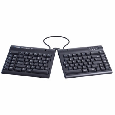Kinesis Freestyle2 Blue for Mac Bluetooth - Wireless Connectivity - Bluetooth - 30 ft (9144 mm) - Mac OS X 10.4 Tiger, Windows, iOS - English - QWERTY Layout - iMac, MacBook, iPad, iPhone - PC, Mac - Membrane/Rubber Dome Keyswitch - Proprietary Battery Size Battery Size Supported hannel Bluetooth Split Adjusta ble Separated Keyboa