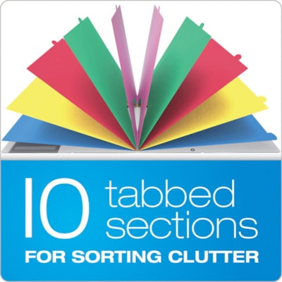 Esselte Translucent Poly Project Sorter - 10 x Divider(s) - 10 Tab(s) - 8.50" (215.90 mm) Divider Width x 11" (279.40 mm) Divider Length - Letter - Multicolor Divider - Elastic Closure, Moisture Resistant - 1 Each 10 POLY DIVIDERS HOLDS 8-1/2X11IN PAPER