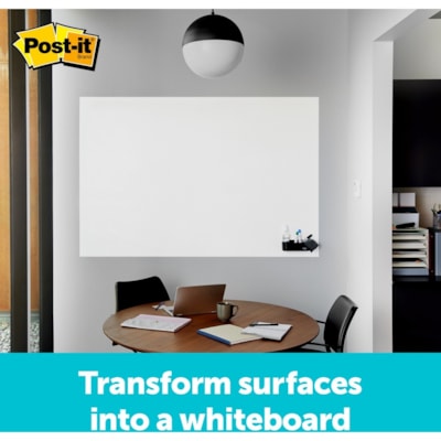 Post-it® - Rouleau effaçable à sec DEF3X2 - Surface Blanc - largeur de 24 po (609,60 mm) x longueur de 36 po (914,40 mm) - Film Blanc - Rectangle - Souple, Ant-tache, Autocollant - 1 / emballage DEF3X2-C  .609 M X .914 M 