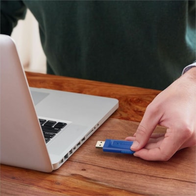 Verbatim 128GB USB Flash Drive - Blue - 128 GB - USB 2.0 Type A - Blue - 5 Year Warranty - 1 Each  USB FLASH DRIVE BUILT-IN MICROBAN