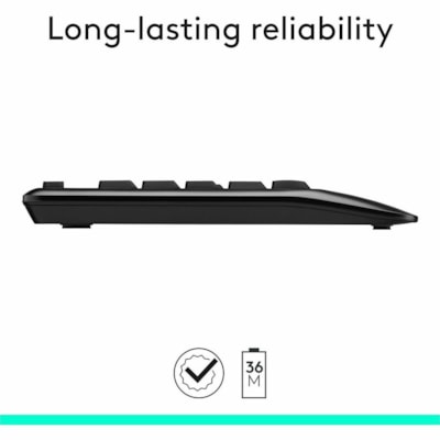 Logitech Wireless Combo MK345 - USB Wireless RF 2.40 GHz Keyboard - Black - USB Wireless RF Mouse - Optical - 1000 dpi - Scroll Wheel - Black - On/Off Switch Hot Key(s) - Right-handed - AAA, AA - Compatible with Computer for PC WIRELESS - 2.4 GHZ 