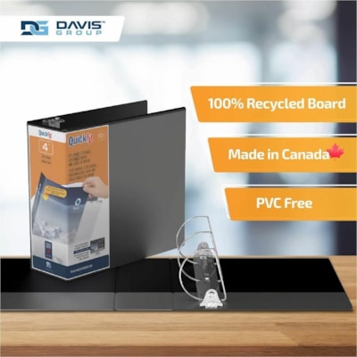 QuickFit View Binder, 3-Ring Binder, Angle D Ring, 4 Inch, Black - 4" (101.60 mm) Binder Capacity - 8 1/2" (215.90 mm) x 11" (279.40 mm) Sheet Size - 750 Sheet Capacity - 3 x 4" (101.60 mm) Ring(s) - Fastener(s): D-Ring - Pocket(s): 2, Internal - Polypropylene - Black - Ink-transfer Resistant, Locki D-RING  OVERLAY USES LTTR SIZE PAPER FOR CUSTOM INSERT