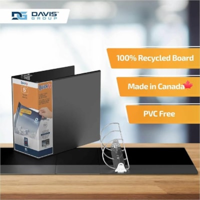 QuickFit View Binder, 3-Ring Binder, Angle D Ring, 5 Inch, Black - 5" (127 mm) Binder Capacity - 8 1/2" (215.90 mm) x 11" (279.40 mm) Sheet Size - 1000 Sheet Capacity - 3 x 5" (127 mm) Ring(s) - Fastener(s): D-Ring - Pocket(s): 2, Internal - Polypropylene - Black - Ink-transfer Resistant, Locking Ri INSERT WRAPS AROUND SPINE 
