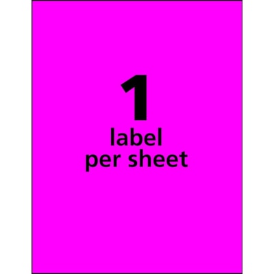 Avery® - Étiquettes d'identification voyantes couleurs fluo - Permanent Adhésif - Rectangulaires - Laser - Magenta - Papier - 1 / Feuille - 100 Total de feuilles - 100 Total d'étiquette(s) - 5 LASER/JET D'ENCRE 8 1/2 X 11  EMB. DE 25
