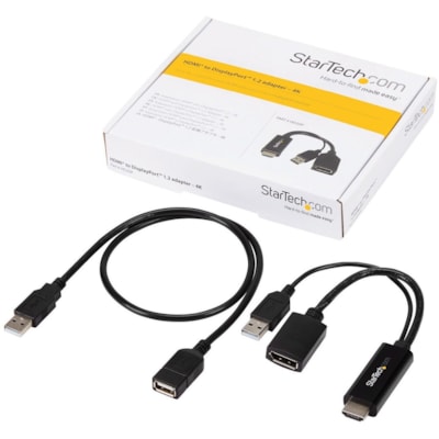 StarTech.com HDMI to DisplayPort Adapter - 4K 30Hz - HDMI to DisplayPort Converter - Compact HDMI to DP Adapter - USB-Powered - Connect an HDMI laptop or desktop to a DisplayPort monitor, using this compact, USB-powered adapter - HDMI to DisplayPort Adapter - HDMI to DisplayPort Converter - HDMI to   ADAP 