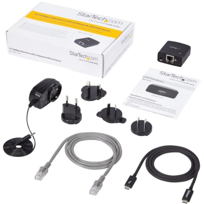 StarTech.com 10/100Mbps Ethernet to USB 2.0 Network LPR Print Server - USB Print Server with 10Base-T/100Base-TX Auto-sensing - Share a standard USB printer with multiple users over an Ethernet network - 10/100Mbps Ethernet to USB 2.0 network LPR print server - USB 10/100 Mbps print server / network  