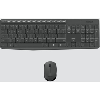 Logitech MK235 Keyboard & Mouse (Keyboard English Layout only) - USB Wireless RF - English - Black - USB Wireless RF - Optical - Scroll Wheel - QWERTY - Black - AAA, AA - Compatible with Desktop Computer for PC, Linux, ChromeOS - 1 Each  