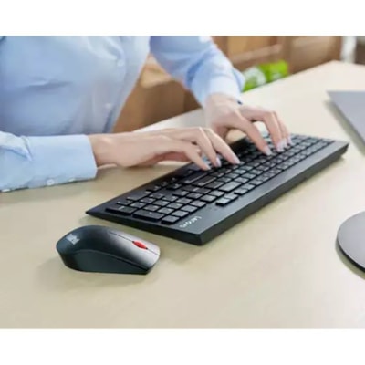 Lenovo Professional Wireless Combo Keyboard & Mouse (French Canadian 445) - USB Wireless RF 2.40 GHz Keyboard - French (Canada) - Black - USB Wireless RF Mouse - Laser - 1600 dpi - Tilt Wheel - Black - Symmetrical - AA - Compatible with PC rench 