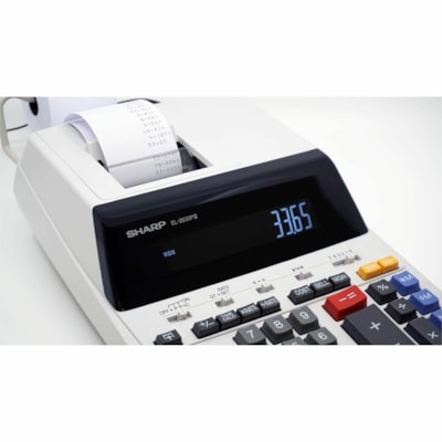 Sharp EL-2630PIII Printing Calculator - Black/Red Print - Antimicrobial, Independent Memory, Sign Change, Backspace Key, Double Zero, Fixed Decimal, Two-color Printing - 12 Digits - Fluorescent - AC Supply Powered - 3.1" (79.38 mm) Height x 9" (228.60 mm) Width x 13.5" (342.90 mm) Depth - 1 BIG NUMBER HEAVY DUTY 2 COLOUR 4KEY MEMORY GRAND TOTAL 80C-BL