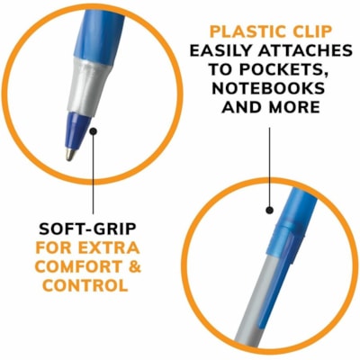 BIC Round Stic Grip Extra Comfort Blue Ballpoint Pens, Medium Point (1.2mm), 12-Count Pack, Excellent Writing Pens With Soft Grip for Superb Comfort and Control - 1.2 mm (0.05") Medium Pen Point - Blue Ink - 12 Pack ROUND STIC DISPOSABLE 