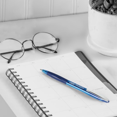 BIC Glide Blue Retractable Ballpoint Pens, Medium Point (1.0mm), 12-Count Pack, Ultra Smooth Writing Blue Pens - 1 mm (0.04") Medium Pen Point - Retractable - Blue Ink - 1 Each NO CLICK - MEDIUM POINT 