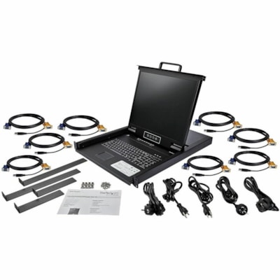 StarTech.com 8 Port Rackmount KVM Console w/ Cables - Integrated KVM Switch w/ 19" LCD - 1U LCD KVM Drawer 50000 MTBF - USB + VGA Support - Rackmount KVM Console w/ 19in Active Matrix TFT LCD Monitor / 1280 x 1024 / 8 Port VGA KVM Switch / 1U LCD KVM Drawer / Set of 6ft Cables / Full Keyboard / Trac  CPNT 