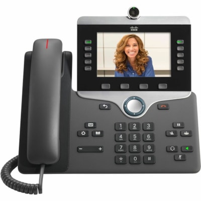 Cisco 8845 IP Phone - Corded/Cordless - Corded - Bluetooth - Built-in Camera - Wall Mountable, Desktop - Charcoal - 10 x Total Line - VoIP - 5" - 2 x Network (RJ-45) - PoE Ports  PERP 