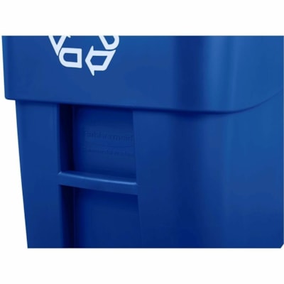 Rubbermaid - Corbeille à papier BRUTE - 189,27 L Capacité - Rectangulaire - Robuste, Roulettes - Plastique - Bleu - 1 chaque CONTENANT AVEC COUVERCLE 