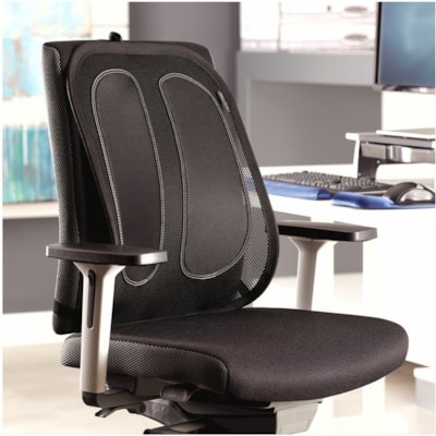 Fellowes Office Suites(tm) Mesh Back Support - Strap Mount - Black - Mesh Fabric - 1 Each ck Support 