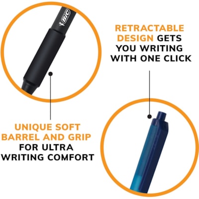BIC Soft Feel Black Retractable Ballpoint Pens, Medium Point (1.0mm), 12-Count Pack, Black Pens With Soft-Touch Comfort Grip - 1 mm (0.04") Medium Pen Point - Retractable - Black Ink - 12 / Box BIC DISPOSABLE SOFT FEEL 