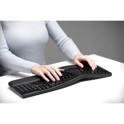 Kensington Pro Fit Ergo Wireless Keyboard-Black - Wireless Connectivity - Bluetooth/RF - 2.40 GHz - USB Interface - Black  WRLS 