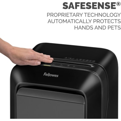 Fellowes Powershred LX210 Micro Cut Shredder - Micro Cut - 16 Per Pass - for shredding Paper, Credit Card, Paper Clip, Staples, Junk Mail - 0.2" (3.97 mm) x 0.5" (12.70 mm) Shred Size - P-4 - 1.40 in/s (35.56 mm/s) - 9" (228.60 mm) Throat - 20 Minute Run Time - 22.71 L Wastebin Capacity - Black P4. 9" THROAT. 6 GAL 20MIN ON/15MIN OFF.2240' T/PUT