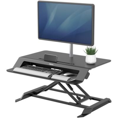 Fellowes Lotus LT Sit-Stand Workstation - 4.38" (111.25 mm) Height x 31.50" (800.10 mm) Width x 24" (609.60 mm) Depth - Desktop - Black  