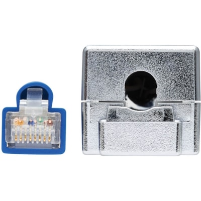 Tripp Lite series Cat6a Junction Box Cable Assembly, 18 in., Blue - 1.5 ft (0.46 m) Category 6a Network Cable for Network Device, Surveillance Camera, Wallplate, Access Point - First End: 1 x RJ-45 Network - Male - Second End: 1 x 110 Punchdown Block - 10 Gbit/s - Patch Cable - Shielding - Gold Plat bly - Surface Mount  Shielded  PoE+  RJ45/110 Punc