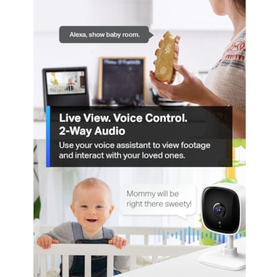 Tapo C100 2 Megapixel Indoor Full HD Network Camera - Color - White - 30 ft (9.14 m) Infrared Night Vision - H.264 - 1920 x 1080 - 3.3 mm (0.13") Fixed Lens - Google Assistant, Alexa Supported  PERP 