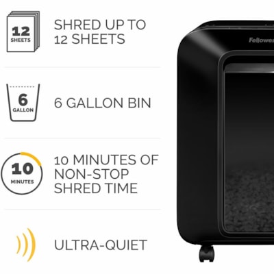 Fellowes Powershred LX170 100% Jam Proof Cross-cut Shredder - Continuous Shredder - Cross Cut - 12 Per Pass - for shredding Staples, Paper, Paper Clip, Credit Card, Junk Mail - 10 Minute Run Time - Black edder 