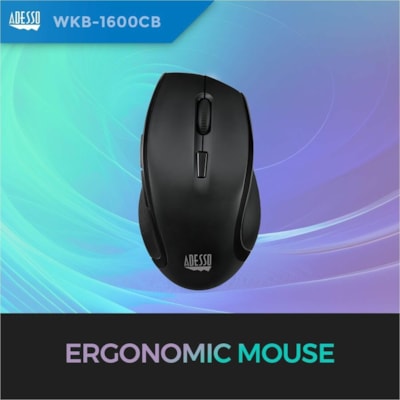 Adesso TruForm 1600 Wireless Ergonomic Keyboard and Optical Mouse - USB Membrane Wireless RF 2.40 GHz Keyboard - 104 Key - English (US) - Black - USB Wireless RF Mouse - Optical - 1600 dpi - Scroll Wheel - Black - Home, Back, Forward, Search, Email, Sleep, Wake-up, Power, Media Player, Calculator, P Wireless Ergonomic Desktop Key board  with low prof
